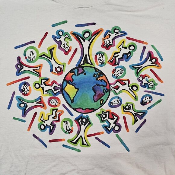 Vintage World View Tshirt XXL Peace Love Harmony Coexist 90s Single Stitch Retro - Picture 2 of 13